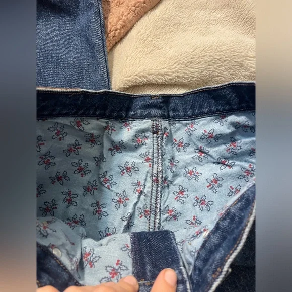 EUC Vintage L.L. Bean Double Fleece Lined Straight Leg Denim Jeans - Picture 5 of 7